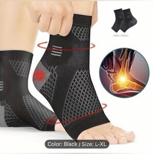 Ankle Compression Socks Arch & Ankle Support 15-20mmHg Plantar Fasciitis L/XL